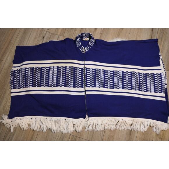 Country Place Jackets & Blazers - VINTAGE King of the Ponchos Country Place Women Zipper Poncho Cape Fringe Sz 12